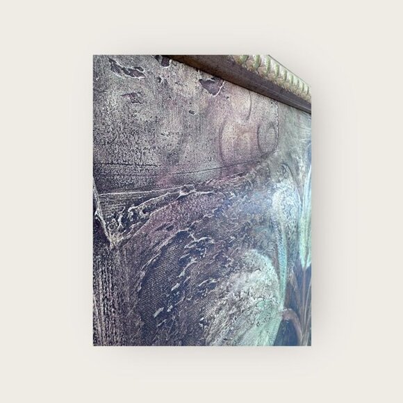 Framed Oil Palm Tree Painting Signed By Albena - Textured Art With Ornate Brown - Picture 14 of 14